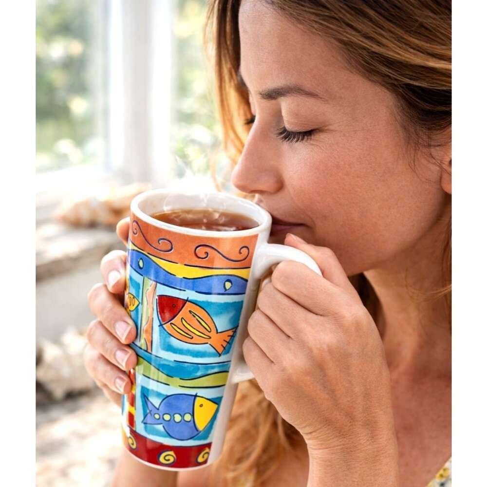 CALYPSO Riviera Van Beers Signature Tumbler Mug Coastal Pop Art Relic Decor